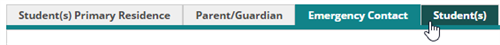Click on the Student tab to enter student data.
