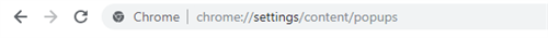 chrome address bar with pop-up settings 