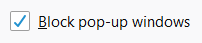 Firefox-Block pop-up windows, checked. 