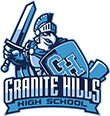 Granite Hills High School eagle mascot with helmet, shield and sword